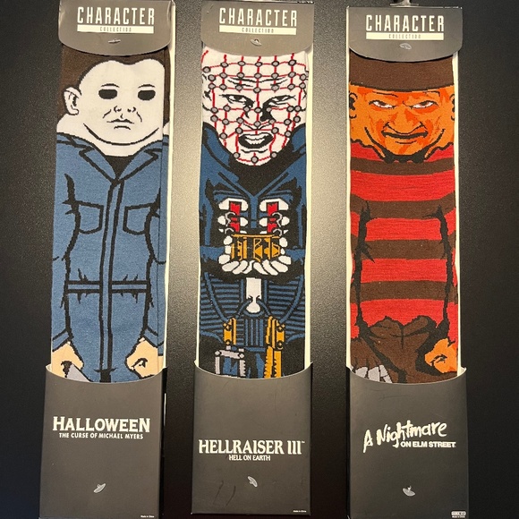 Horror Socks: Pinhead, Michael Myers, Freddy Krueger NWT Halloween Elm Street - Picture 1 of 3